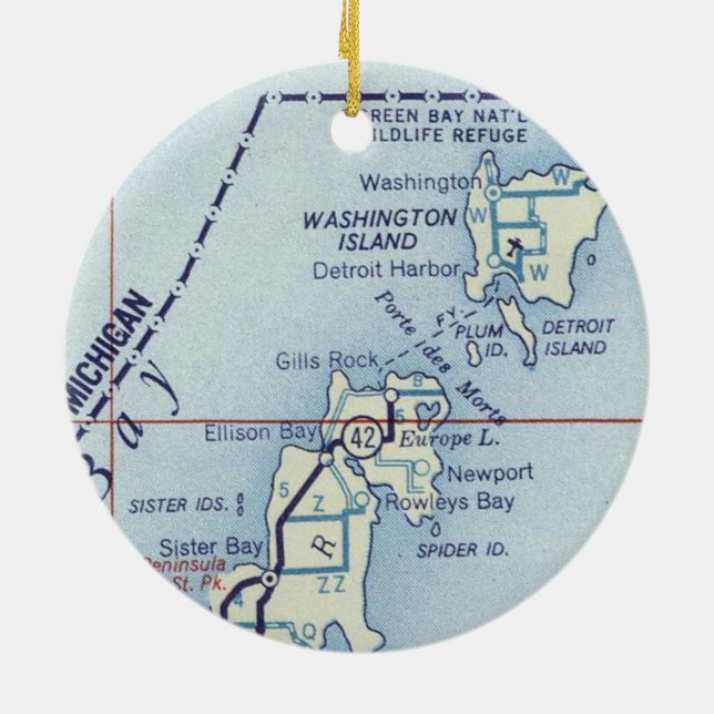 Adorno De Cerámica Mapa antiguo de la Isla de Washington (Atrás)
