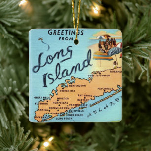 Adorno De Cerámica Mapa Antiguo de Long Island