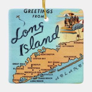 Adorno De Cerámica Mapa Antiguo de Long Island