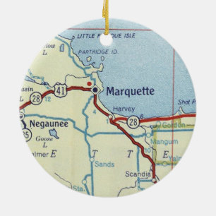 Adorno De Cerámica Mapa antiguo de Marquesa MI