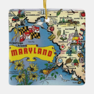 Adorno De Cerámica Mapa Antiguo de Maryland