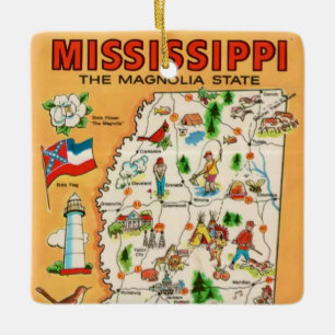 Adorno De Cerámica Mapa antiguo de Mississippi 