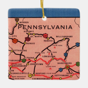 Adorno De Cerámica Mapa antiguo de Pensilvania