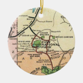 Adorno De Cerámica Mapa Antiguo de Zion Park