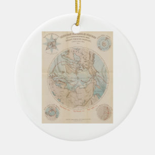 Adorno De Cerámica Mapa Ártico del Polo Norte Francés Antiguo 1867