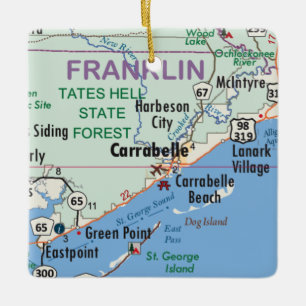 Adorno De Cerámica Mapa Carrabelle Florida
