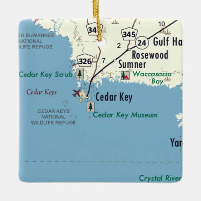 Adorno De Cerámica Mapa Cedro Key de Florida (Anverso)