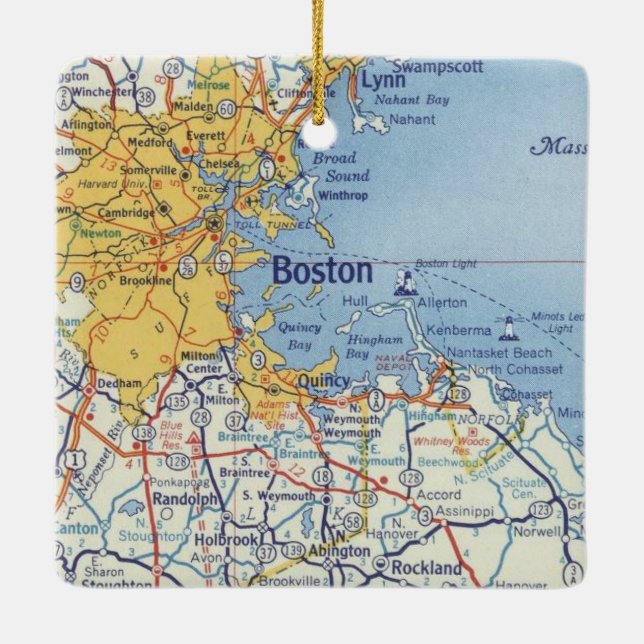 Adorno De Cerámica Mapa clásico de las MAMÁES de Boston (Reverso)