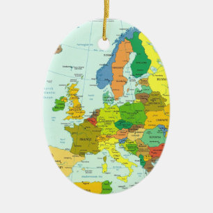 Adorno De Cerámica Mapa colorido de Europa con los países