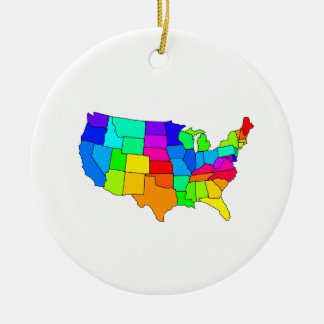 Adorno De Cerámica Mapa colorido de los Estados Unidos de América