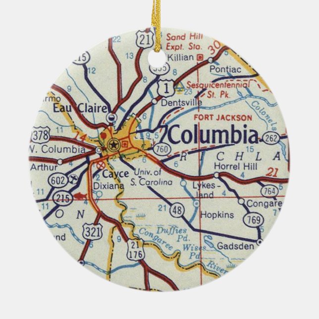Adorno De Cerámica Mapa Columbia SC (Atrás)