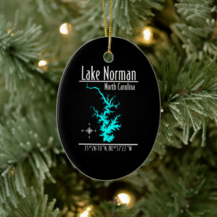 Adorno De Cerámica Mapa Coordenadas Lago Norman Carolina del Norte