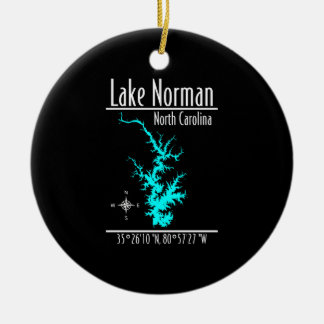 Adorno De Cerámica Mapa Coordenadas Lago Norman Carolina del Norte