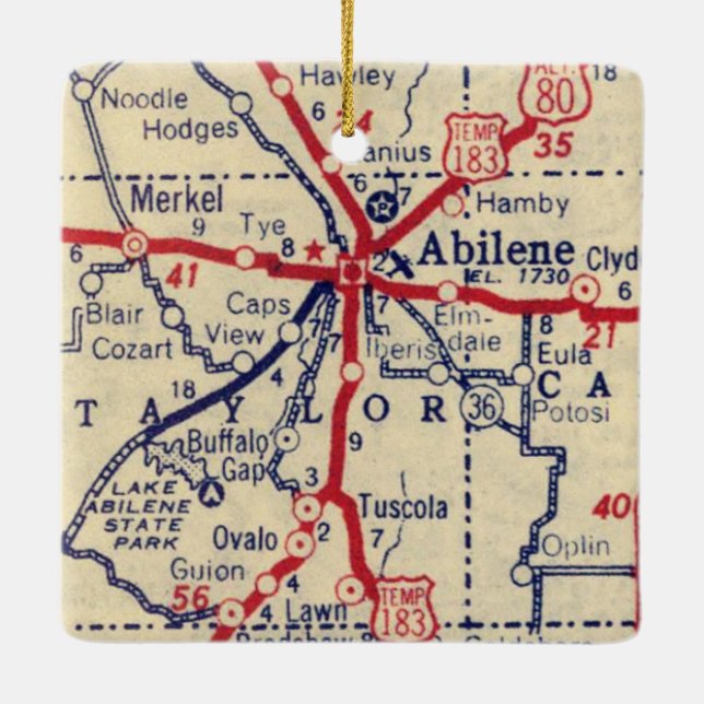 Adorno De Cerámica Mapa de Abilene TX 1941 (Reverso)
