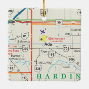 Adorno De Cerámica Mapa de Ada Ohio