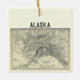 Adorno De Cerámica Mapa de Alaska Vintage