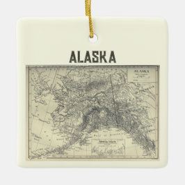 Adorno De Cerámica Mapa de Alaska Vintage