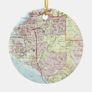 Adorno De Cerámica Mapa de Anchorage Alaska (1994)