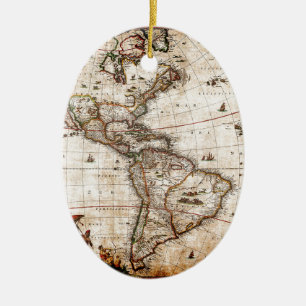 Adorno De Cerámica Mapa de Antigüedades de América del Norte y del Su