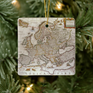 Adorno De Cerámica Mapa de Antigüedades de Europa por Willem Jansz Bl