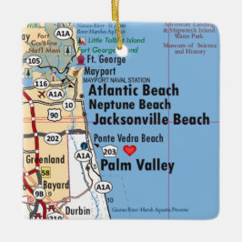 Adorno De Cerámica Mapa de Atlantic Beach Florida
