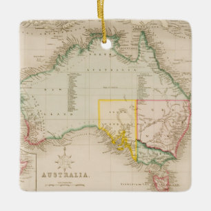 Adorno De Cerámica Mapa de Australia y de Nueva Zelanda