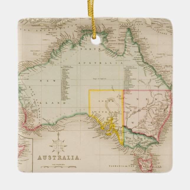 Adorno De Cerámica Mapa de Australia y de Nueva Zelanda (Anverso)