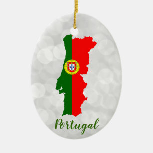 Adorno De Cerámica Mapa de bandera portuguesa