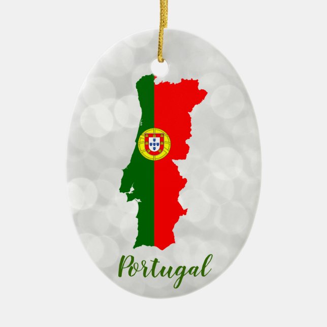 Adorno De Cerámica Mapa de bandera portuguesa (Frente)