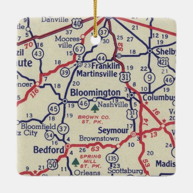 Adorno De Cerámica Mapa de Bloomington IN 50 (Reverso)