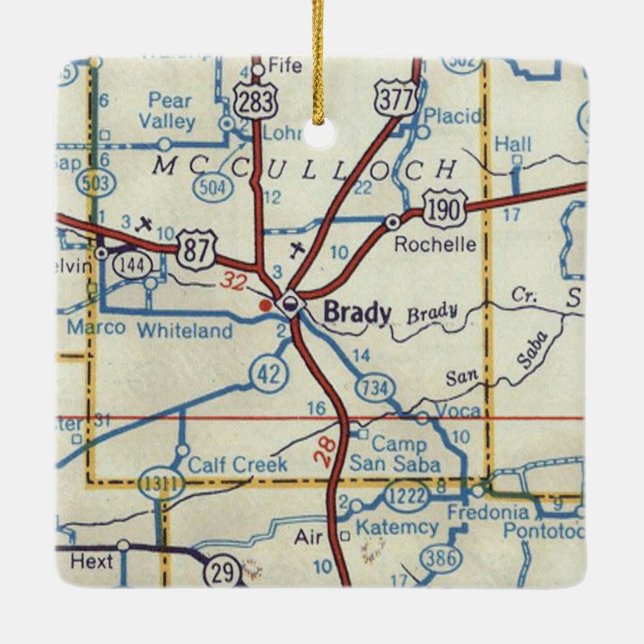 Adorno De Cerámica Mapa de Brady TX 50 (Reverso)