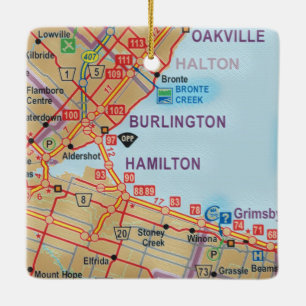 Adorno De Cerámica Mapa de Burlington Ontario