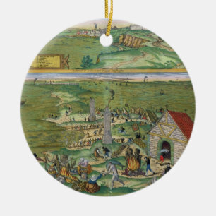 Adorno De Cerámica Mapa de Cádiz, de "Civitates Orbis Terrarum" por