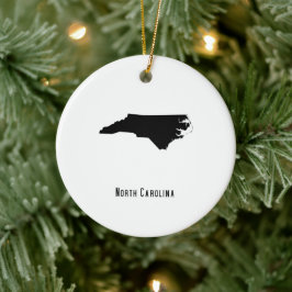 Adorno De Cerámica Mapa de Carolina del Norte - Moderno blanco y negr