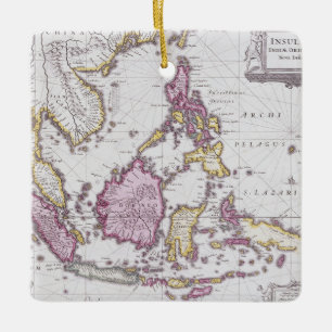 Adorno De Cerámica Mapa de China y de Indonesia el 1710