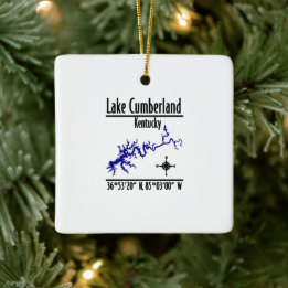 Adorno De Cerámica Mapa de coordenadas de la costa del lago Cumberlan
