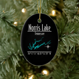 Adorno De Cerámica Mapa de Coordenadas del Lago Norris Tennessee en C
