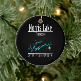Adorno De Cerámica Mapa de Coordenadas del Lago Norris Tennessee en C