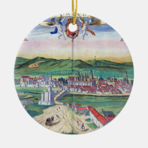 Adorno De Cerámica Mapa de Córdoba, de "Civitates Orbis Terrarum"
