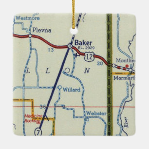 Adorno De Cerámica Mapa de cosecha de Baker MT