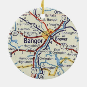 Adorno De Cerámica Mapa de cosecha de Bangor Maine
