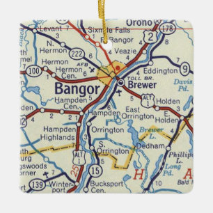 Adorno De Cerámica Mapa de cosecha de Bangor Maine