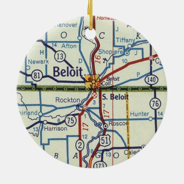 Adorno De Cerámica Mapa de cosecha de Beloit WI (Atrás)