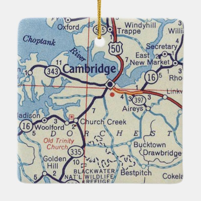 Adorno De Cerámica Mapa de cosecha de Cambridge MD (Reverso)