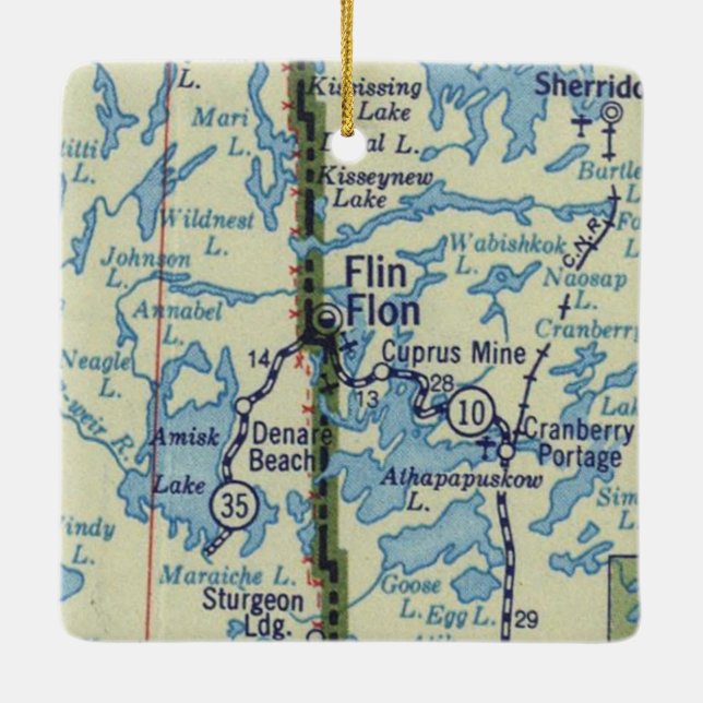 Adorno De Cerámica Mapa de cosecha de Flin Flon Manitoba (Reverso)