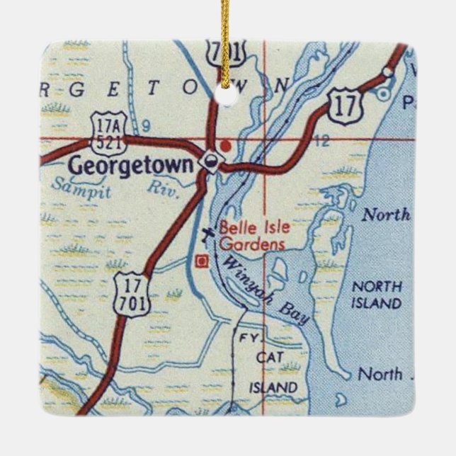 Adorno De Cerámica Mapa de cosecha de Georgetown SC (Reverso)