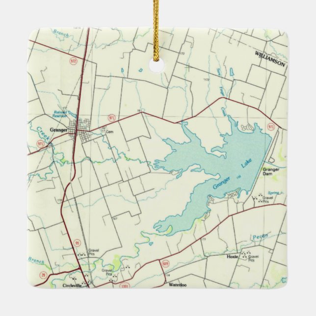 Adorno De Cerámica Mapa de cosecha de granger TX (Reverso)