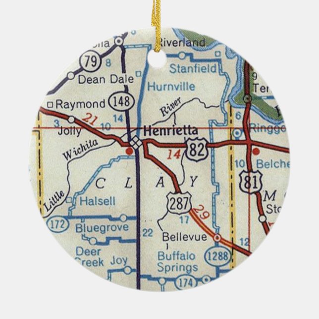 Adorno De Cerámica Mapa de cosecha de Henrietta TX (Atrás)