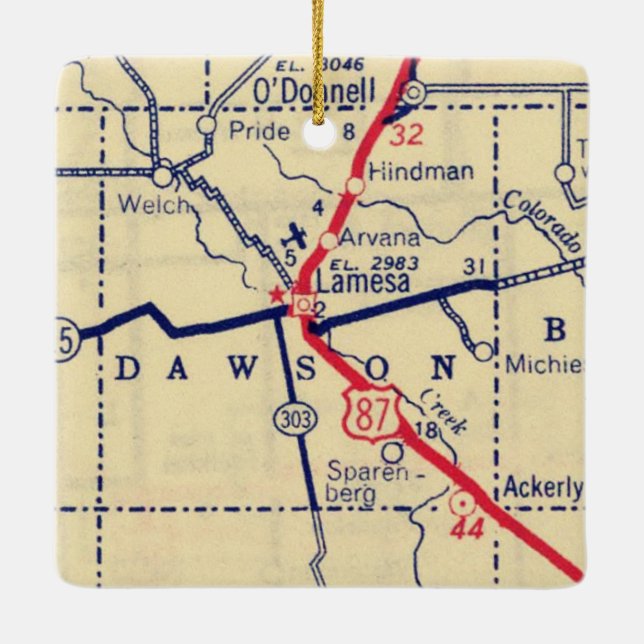 Adorno De Cerámica Mapa de cosecha de Lamesa TX (Reverso)
