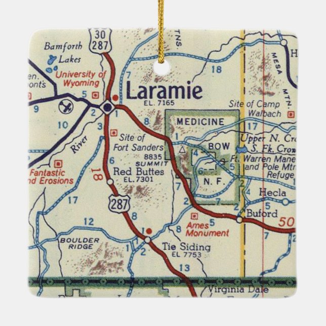 Adorno De Cerámica Mapa de cosecha de Laramie WY (Reverso)